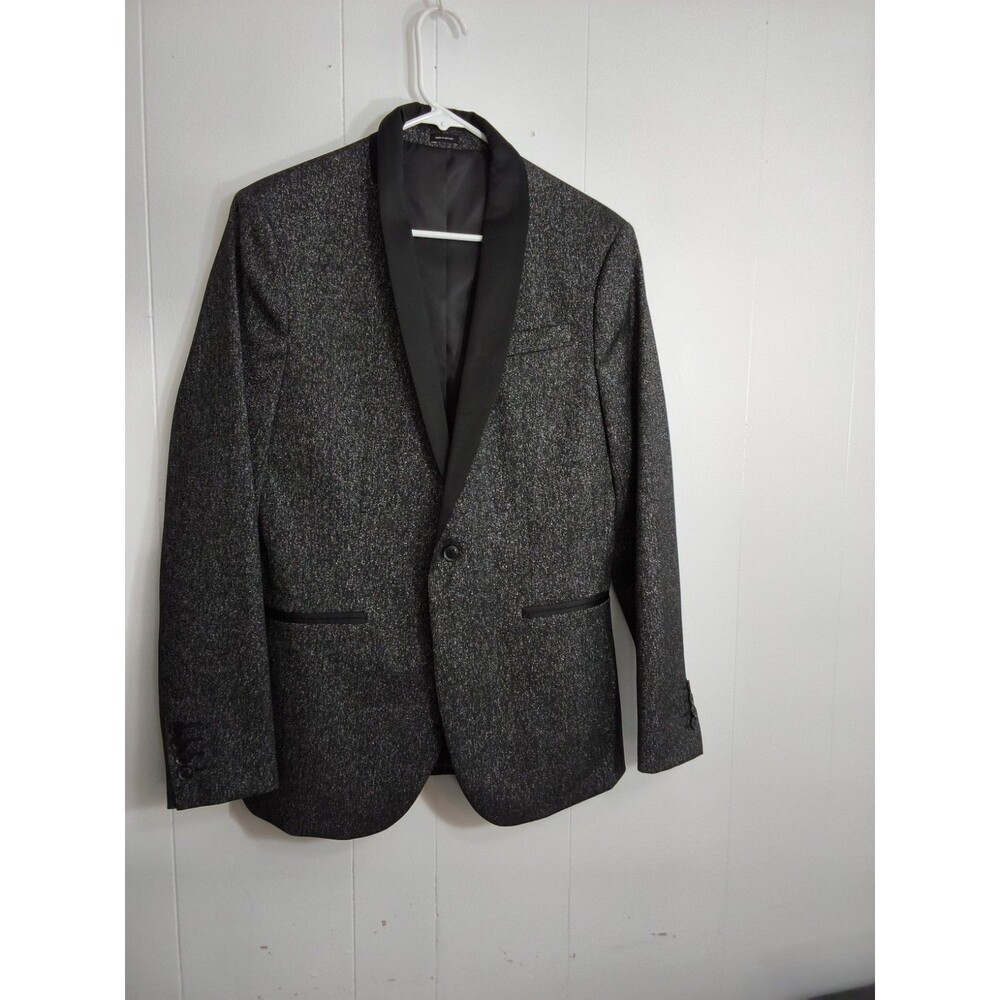 J Ferrar Men Black Mettlic Dinner Jacket  1 button Size 38R Slim Fit